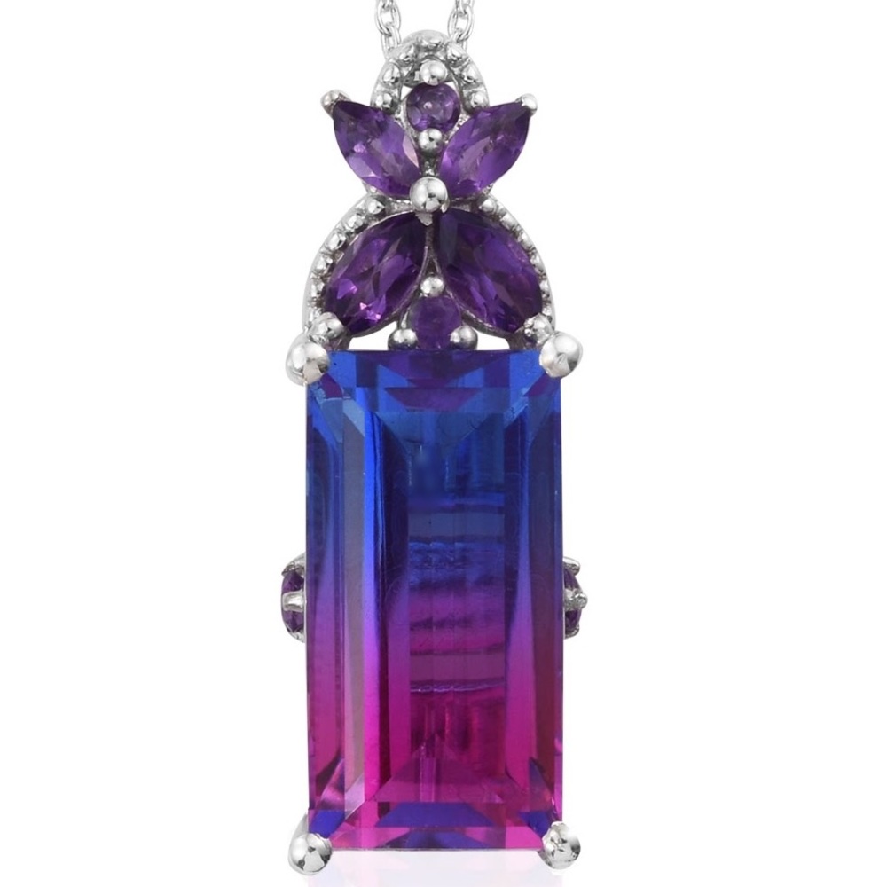 Midnight Orchid Quartz, Amethyst Pendant